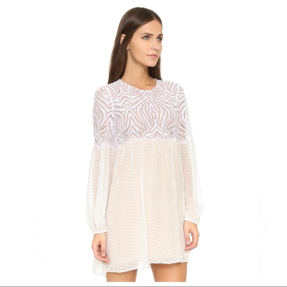 BCBGMaxAzria Kitra White Lace Babydoll Dress